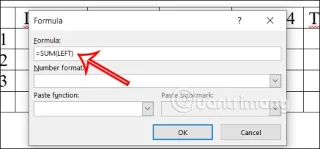 Instruções sobre como calcular somas no Word