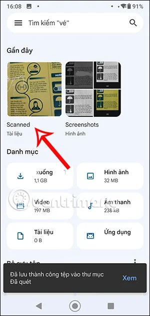 Google Dosyaları'ndaki belgeleri tarama talimatları