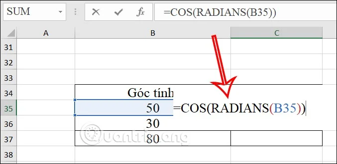 Instruções para usar a função COS no Excel