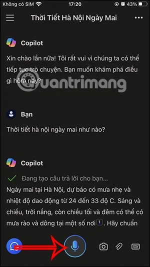Instruções de chat de voz no Copilot