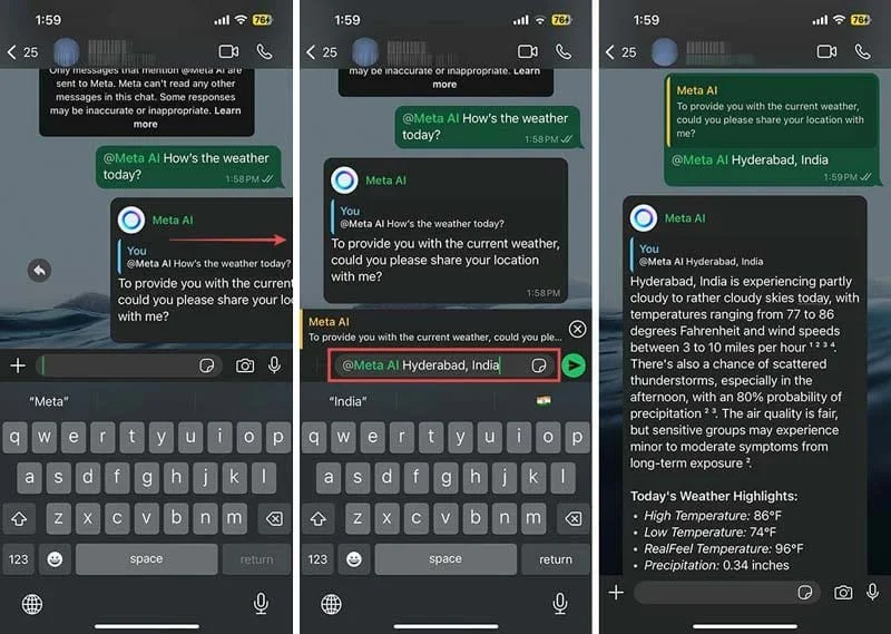 Cómo enviar mensajes a Meta AI en grupos de WhatsApp