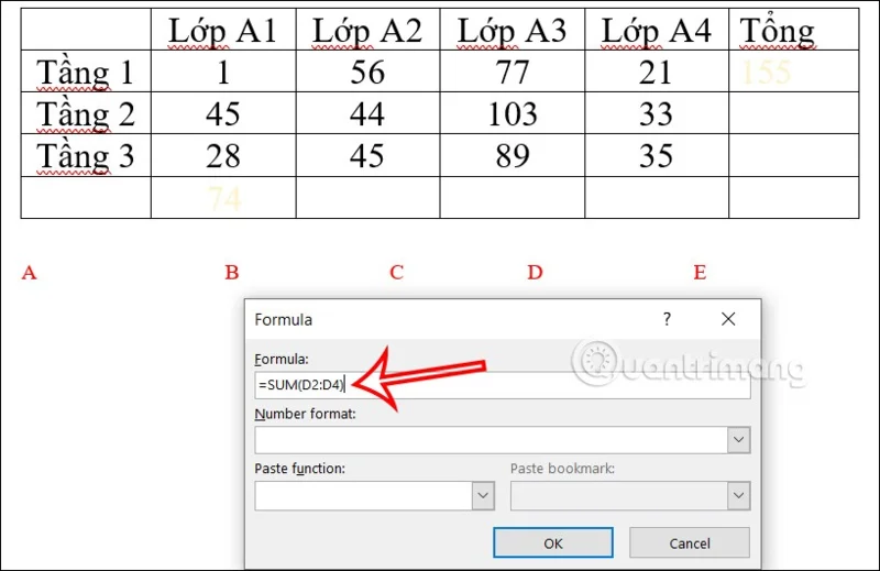 Instruções sobre como calcular somas no Word