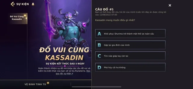 Wild Rift: Kassadin Quiz-evenementantwoorden