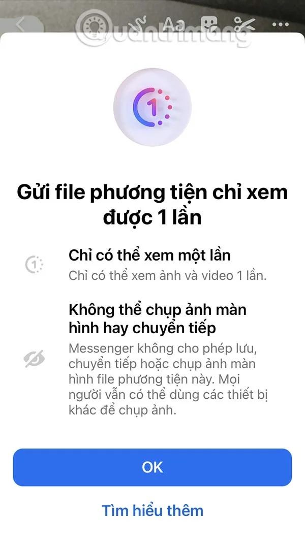 Instruções para enviar fotos que só podem ser visualizadas uma vez no Messenger