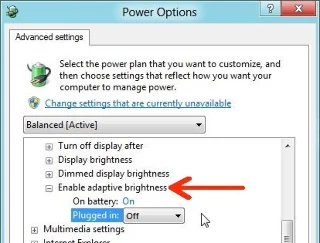 Turn off Windows 10 screen brightness auto-adjustment feature