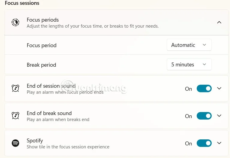 Instructions for using Windows Focus to increase concentration