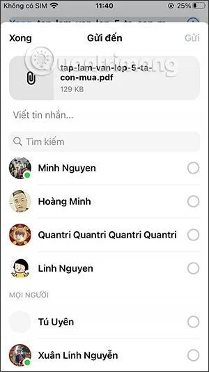 Instrucciones para enviar archivos en Messenger en el teléfono y la computadora