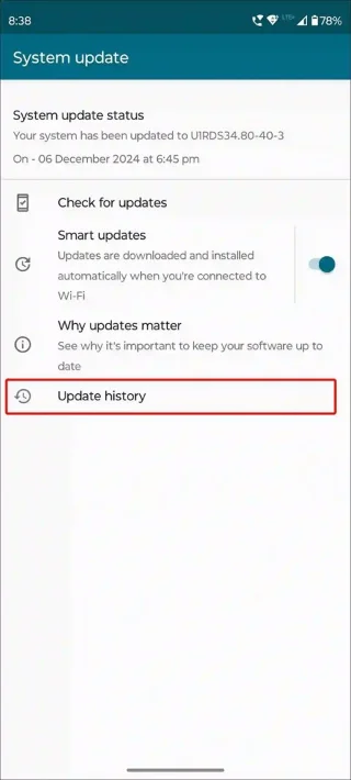 Jak wyświetlić historię aktualizacji systemu Android