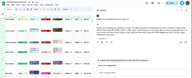 Cómo agregar Gemini para mejorar tu experiencia en Hojas de cálculo de Google