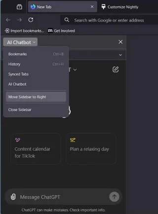 Hoe je een AI-chatbot in Firefox in de zijbalk gebruikt