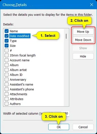 Dosya Gezgini'nde Sütunlar Nasıl Yeniden Düzenlenir Windows 11