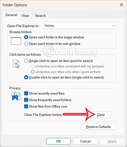 How to delete search history on Windows 11