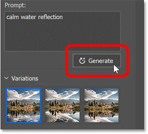 Cómo crear un efecto de reflejo de agua usando relleno generativo en Photoshop