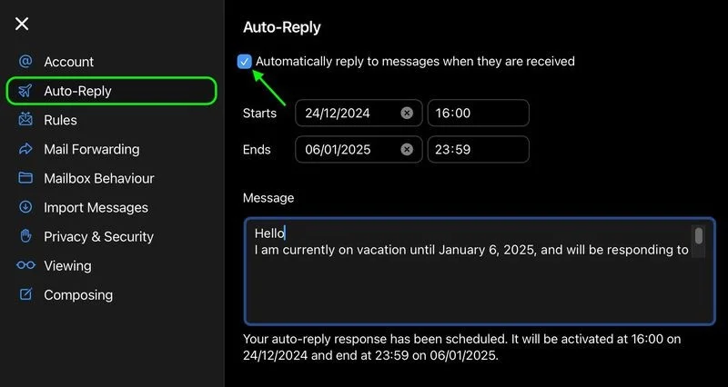 Cómo configurar una respuesta de fuera de la oficina en iCloud Mail