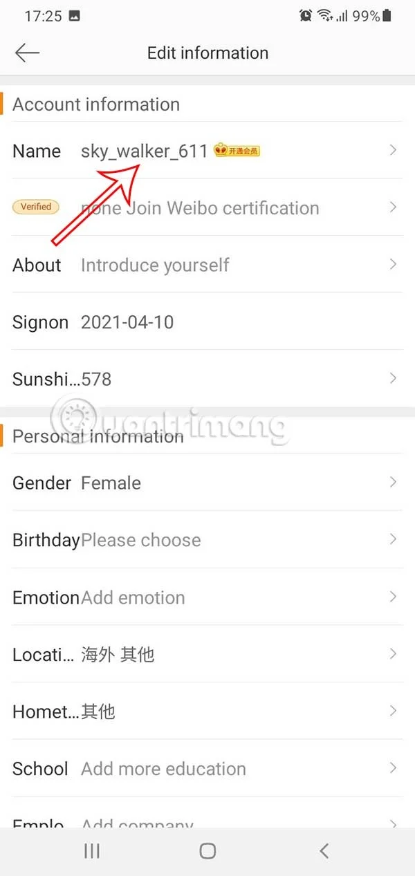 Weibo hesap adını değiştirme talimatları