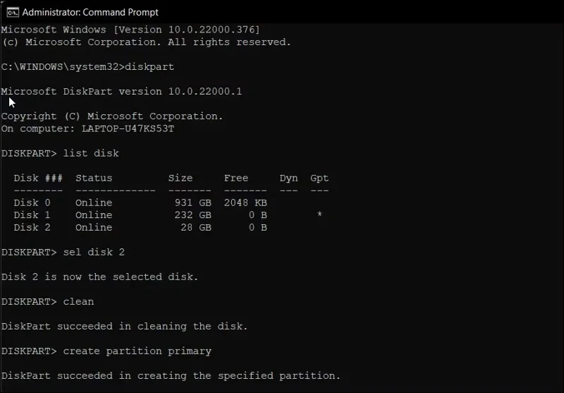 Cómo crear un arranque USB mediante el símbolo del sistema