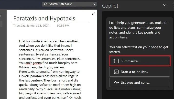 Cómo usar Copilot en OneNote