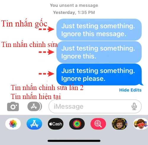 iPhone'da mesaj düzenleme geçmişini görüntüleme talimatları