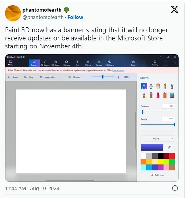 Descarga Paint 3D ahora antes de que desaparezca de Microsoft Store