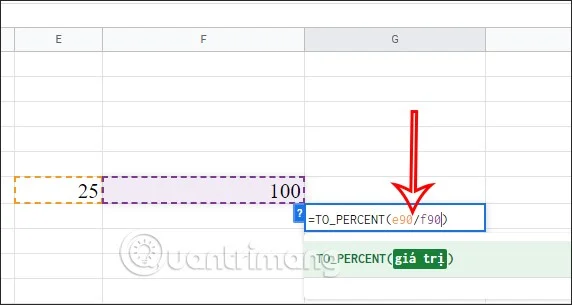 How to calculate percentage (%) in Google Sheets