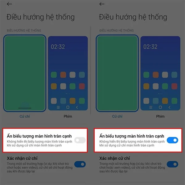Xiaomi telefonlarında gezinme çubuğunu gizleme talimatları
