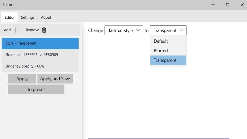 Instructions for creating Taskbar effects on Windows