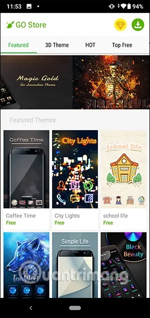 Go Launcher를 사용하여 Android 테마를 설치하는 방법