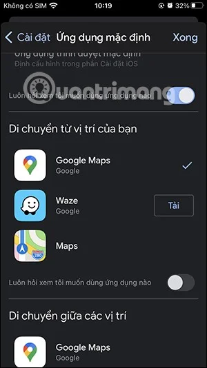 iPhone'da Google Haritalar'ı varsayılan harita olarak ayarlama talimatları