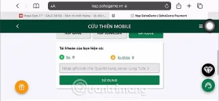 Laatste Cuu Thien mobiele code en instructies voor het invoeren van de code