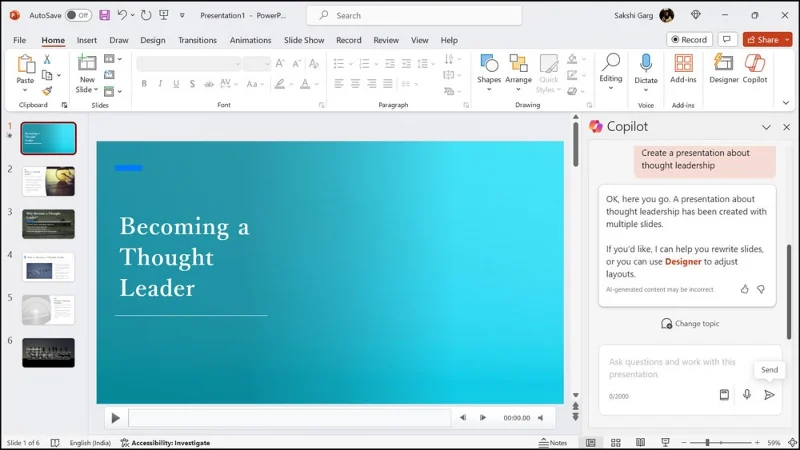 Cómo usar Copilot en PowerPoint