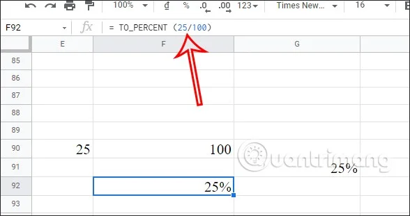 How to calculate percentage (%) in Google Sheets