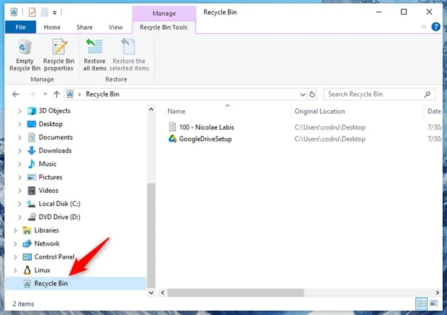 How to Add Recycle Bin to File Explorer