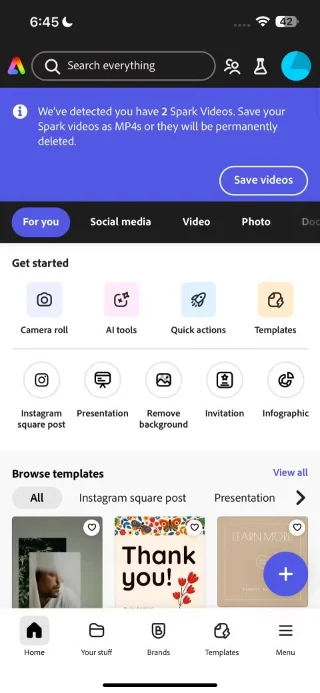 No need for multiple Adobe Mobile apps, Adobe Express is the only app you need!