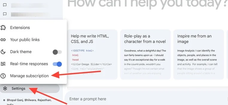 Gemini Advanced aboneliğini iptal etme talimatları