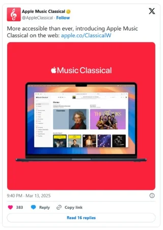 Apple Music Classical is now available on the web