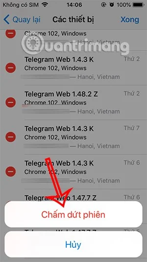 How to log out of Telegram account remotely