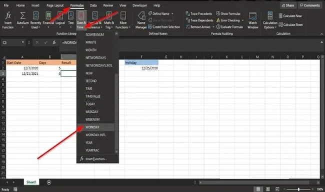 Cómo utilizar la función DIA.LAB en Microsoft Excel