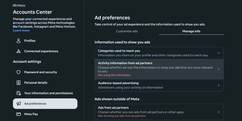 Cómo limitar lo que Meta hace con sus datos