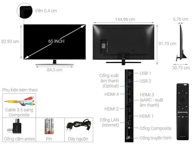 What are the sizes of 32-inch, 40-inch, 43-inch, 55-inch TVs... from Sony, Samsung, LG?