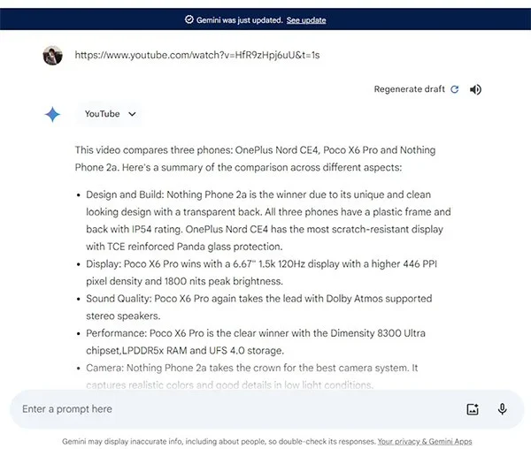 Bagaimana untuk meringkaskan video YouTube menggunakan Gemini