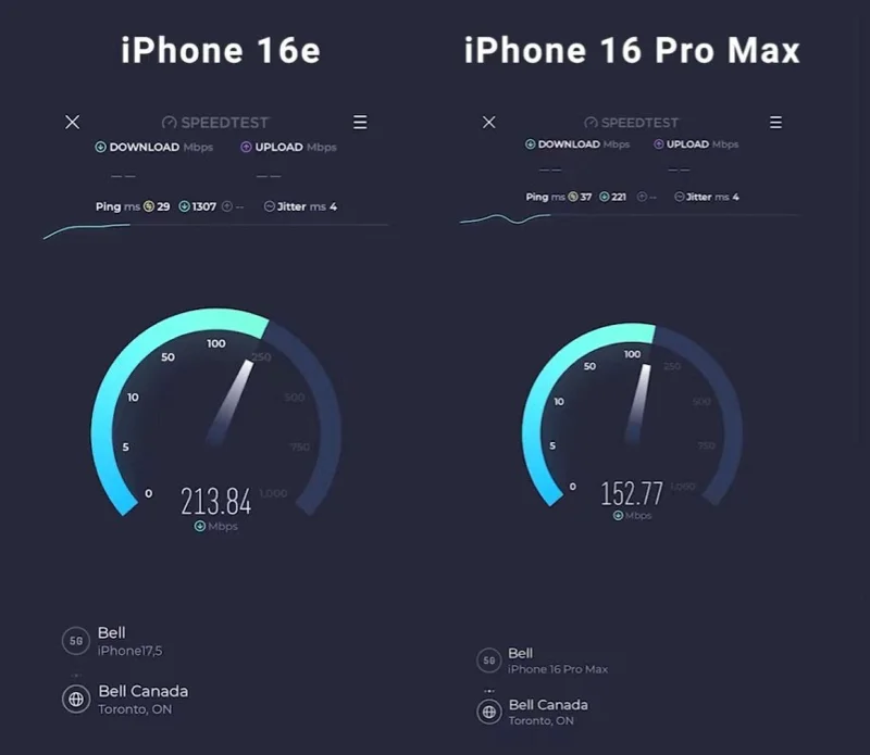 iPhone 16e의 C1 5G 모뎀은 mmWave를 지원하지 않음에도 불구하고 iPhone 16 Pro Max의 Snapdragon X71보다 40% 더 빠릅니다.