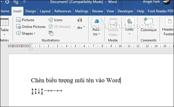 Hoe u pijlsymbolen (↑↓←↕↔→↘↗↙↖) in Word invoegt en schrijft