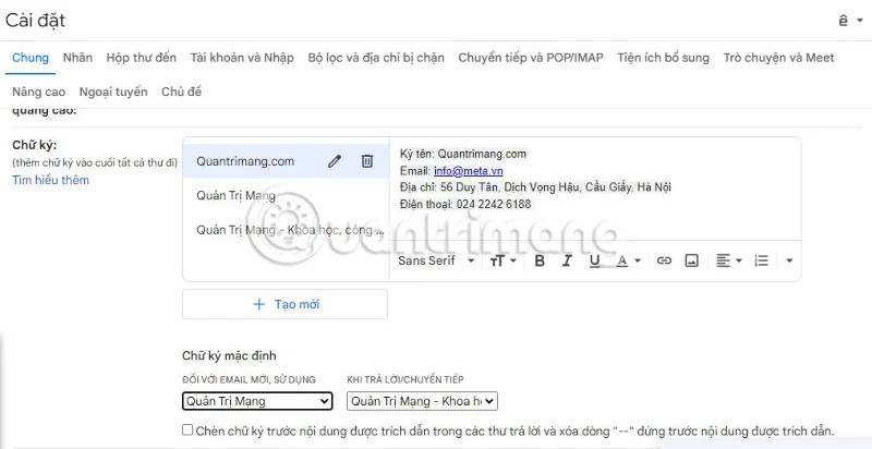 Meerdere handtekeningen aanmaken in Gmail