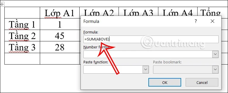Instruções sobre como calcular somas no Word