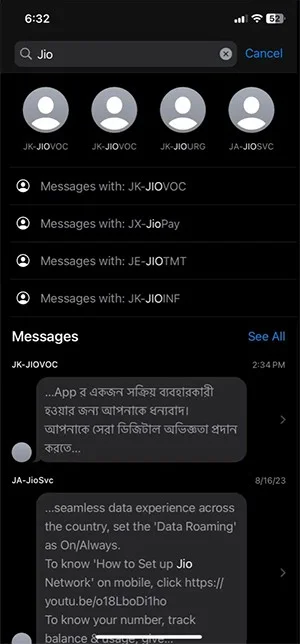 Cómo buscar mensajes inteligentes en iPhone