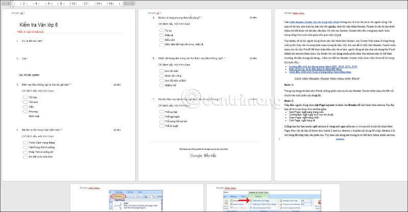 Hoe u verschillende kop- en voetteksten in Word kunt maken