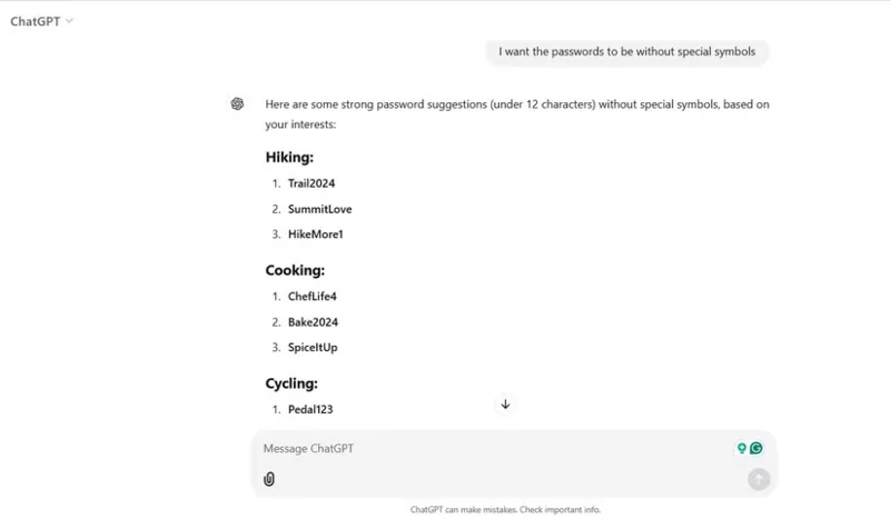 ChatGPT kan worden gebruikt als wachtwoordgenerator