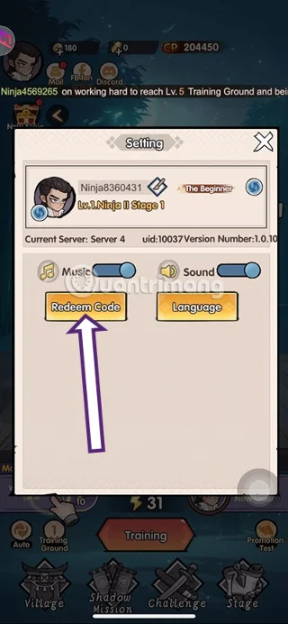 Último código de Ninja Tien Len y cómo ingresar el código