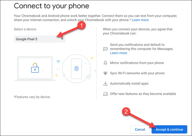 Phone Hub를 사용하여 Chrome OS를 Android에 연결하는 방법