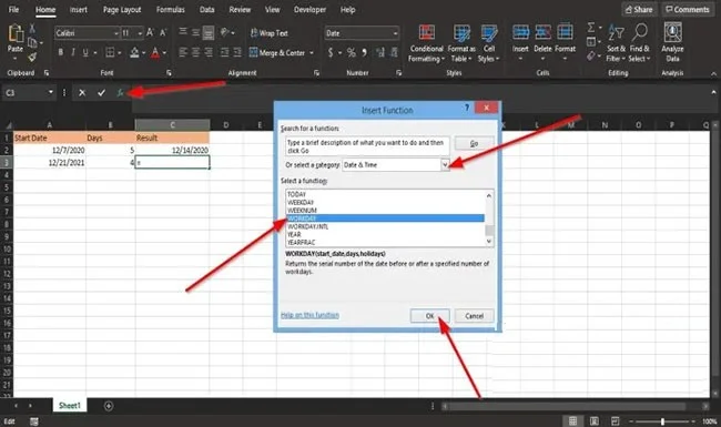 Cómo utilizar la función DIA.LAB en Microsoft Excel